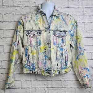 MSGM Jean Multicolor G-Jacket Size 42 US M/8 White Paint Splatter Made in Italy